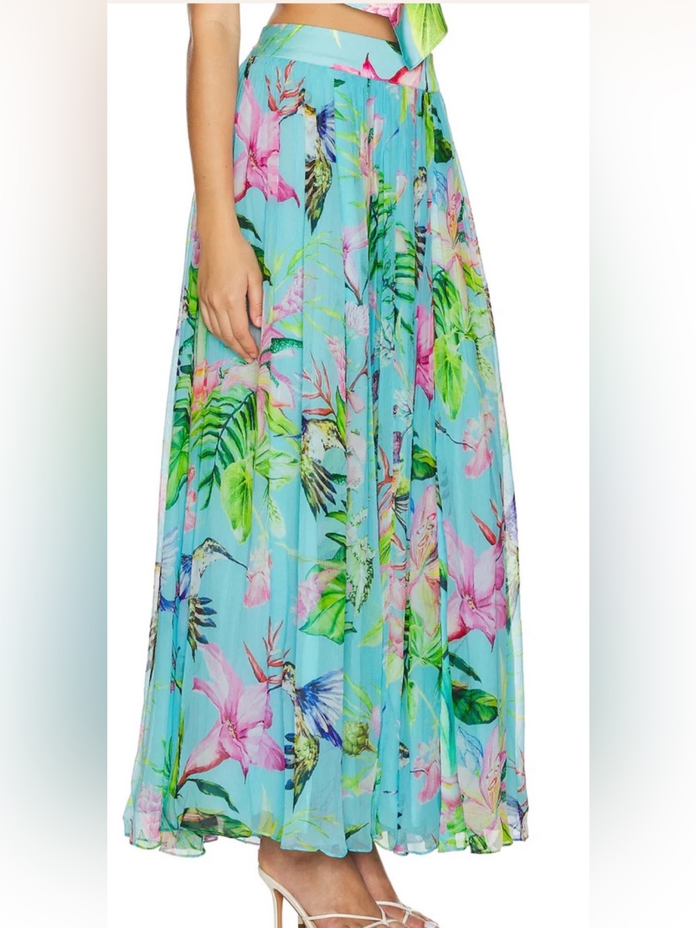 Rococo Sand Pleated Maxi Skirt in Aqua Blue